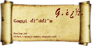 Gagyi Ádám névjegykártya